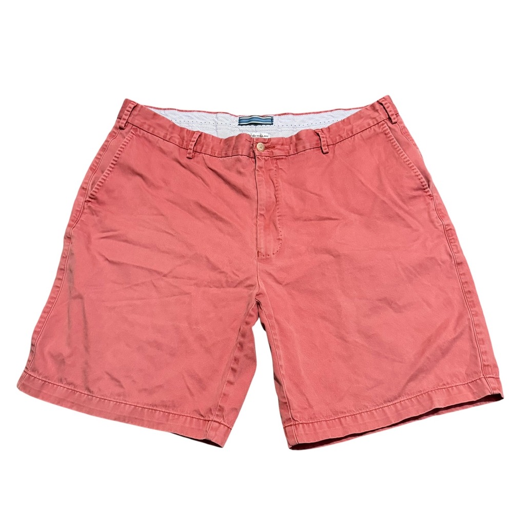 Peter Millar Mens 40 Salmon Pink Coral Chino Shorts Cotton Twill MC0B31 8 Inseam